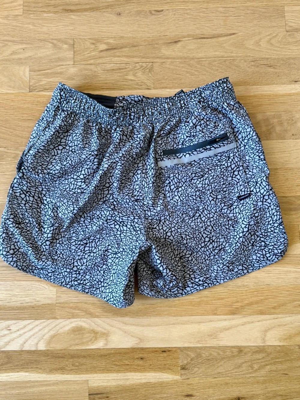 Men's Black & White Geometric Swim Trunks